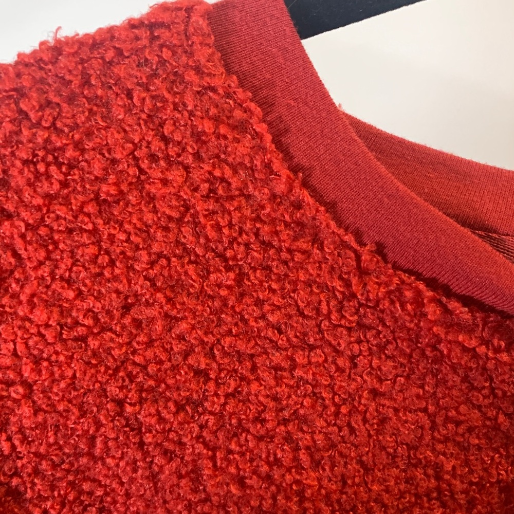 Red Sherpa Pullover Sweater XL Cozy Lounge Soft Crewneck - Picture 5 of 5